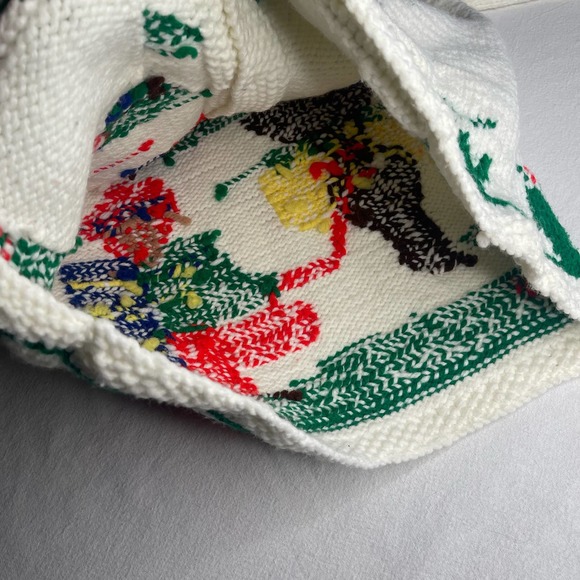 Knit sweater women Sz M? Button colorful white Spanish images handmade - Picture 5 of 11